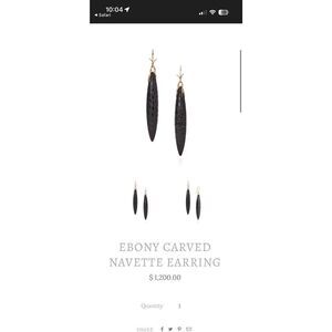 Designer Dean Harris 18k EBONY CARVED NAVETTE EARRING